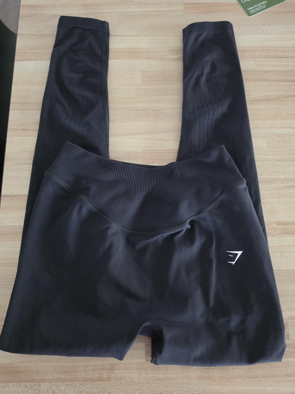 Gymshark Black Seamless Workout Leggings with White Logo